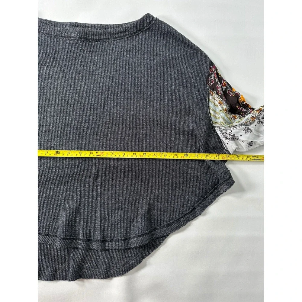 Free People We The Free Patchwork Sleeve Waffle Knit Top Women's Small Petite